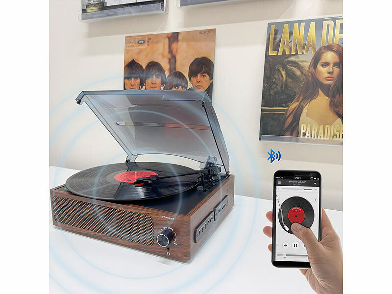 auvisio Schallplattenspieler & -Digitalisierer, Stereo-Lautsprecher, Bluetooth Elektroniktrade Switzerland