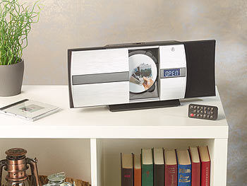 auvisio Vertikale Stereoanlage mit Bluetooth, CD, MP3, Radio, AUX, NFC, 20 W Elektroniktrade Switzerland