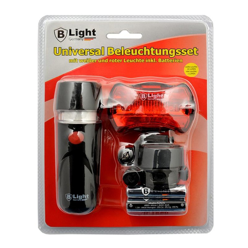 B-Light Germany Universal LED Beleuchtungs-Set mit weißer und roter Leuchte inkl. Batterien Elektroniktrade Switzerland