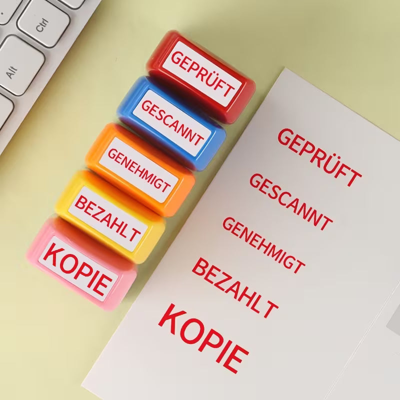 Büro-Stempel - Auswahl von Geprüft/Gescannt/Genehmigt/Bezahlt/Kopie