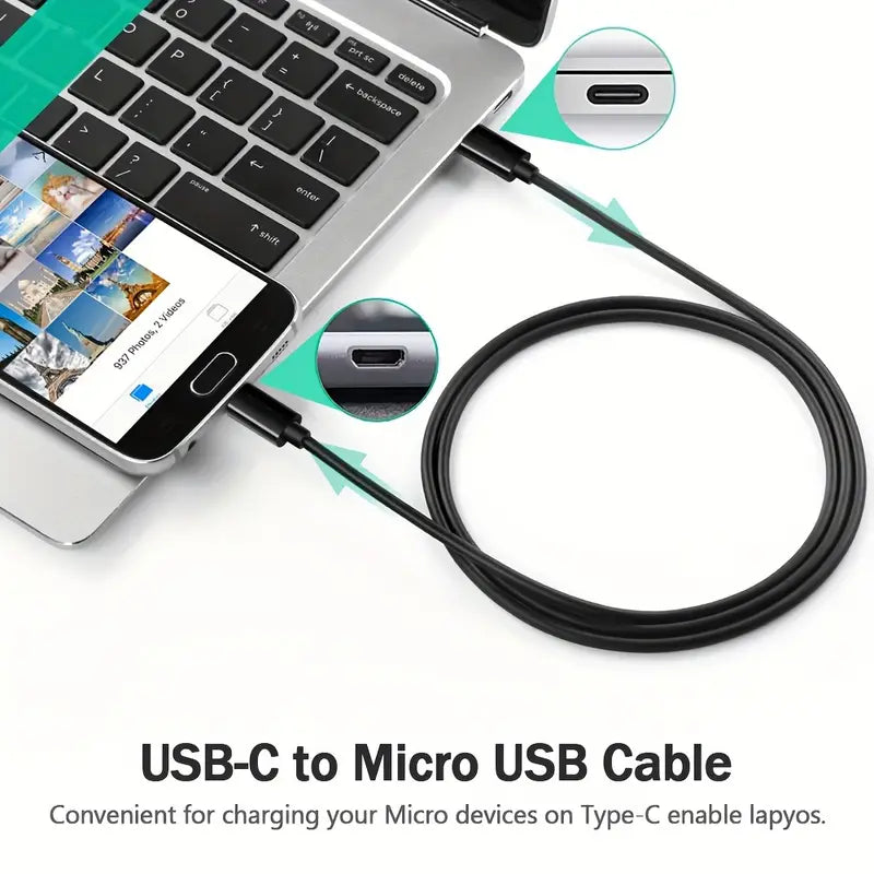 Ladekabel mit USB-C OTG zu MicroUSB, Daten-Synchronisationskabel 1m