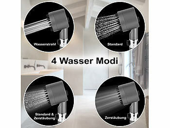 BadeStern Hochdruck-Massage-Handbrause mit Silikon-Massagebürste, 4 Modi, Filter Elektroniktrade Switzerland