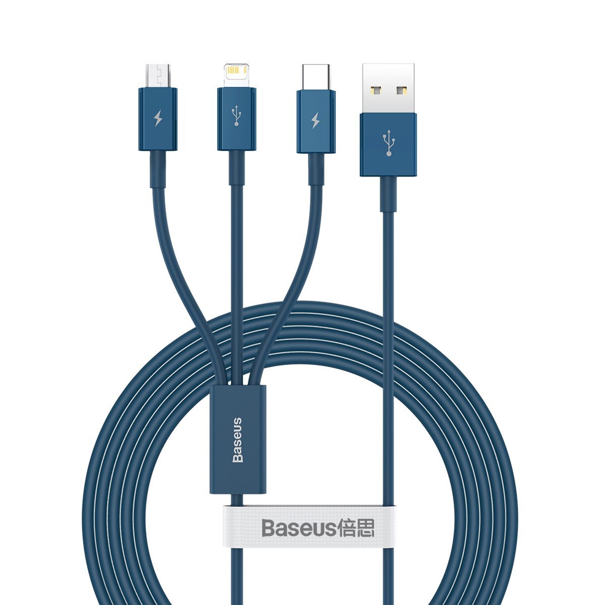 BASEUS USB-Kabel 3in1 Baseus Superior Serie, USB auf Micro USB / USB-C / Lightning, 3.5A, 1.5m (blau) elektroniktrade Switzerland