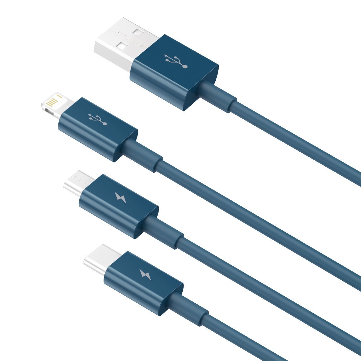 BASEUS USB-Kabel 3in1 Baseus Superior Serie, USB auf Micro USB / USB-C / Lightning, 3.5A, 1.5m (blau) Elektroniktrade Switzerland