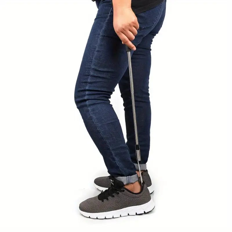 Edelstahl Schuhlöffel mit Ausziehbarer Funktion und Bequemem Kunststoffgriff