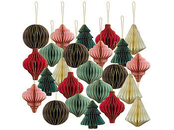 Britesta Britesta Weihnachtsdeko Set: 24er-Set Weihnachts-Deko zum Aufhängen, 3D-Ornamente aus Papier elektroniktrade Switzerland