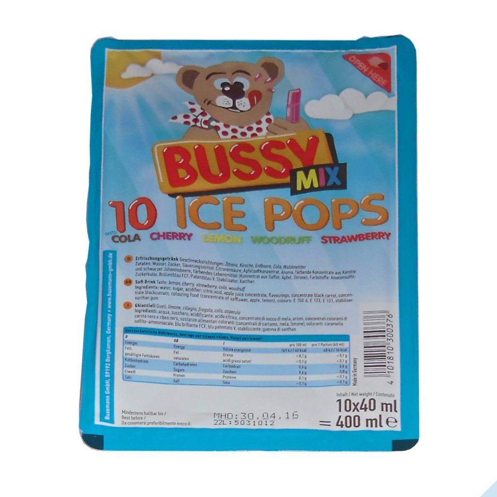 Bussy Busemann Wassereis Bussy Ice Pops Mix 10 x 40ml elektroniktrade Switzerland