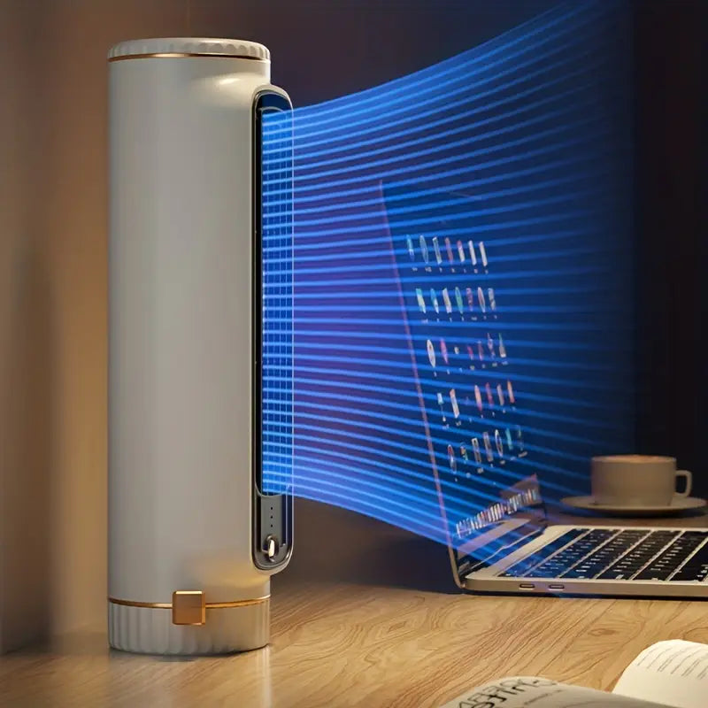 Tragbarer USB-Ventilator – Kabellos, 3 Stufen, Tisch & Stand mit Akku