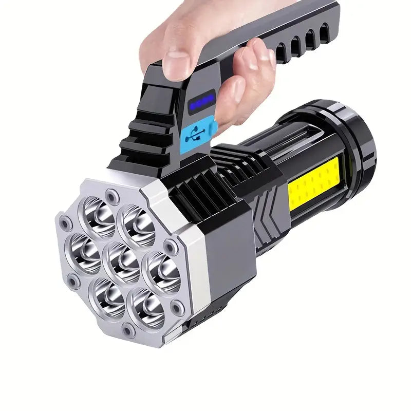 7 LED Hochleistungs-Taschenlampe, USB aufladung mit COB-Seitenlicht