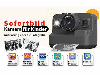 Callstel Full-HD-Sofortbildkamera mit Thermodrucker, Display, Akku, 16x-Zoom Elektroniktrade Switzerland