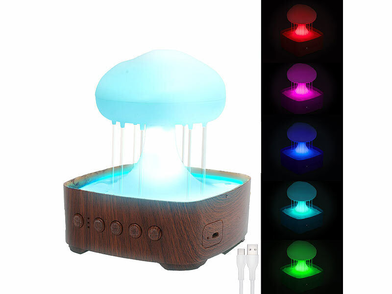 Carlo Milano Regenwolke-Luftbefeuchter, USB-C, LED-Farbwechsel, 5 Naturgeräusche Elektroniktrade Switzerland