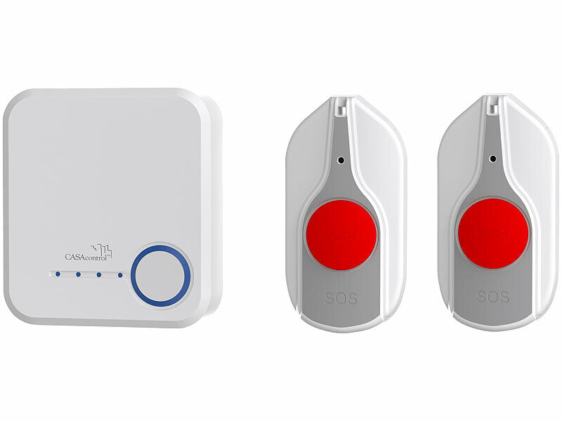 CASAcontrol Smartes SOS-Notrufknopf-Set für Senioren, 2x Sender, 1x Empfänger, App Elektroniktrade Switzerland