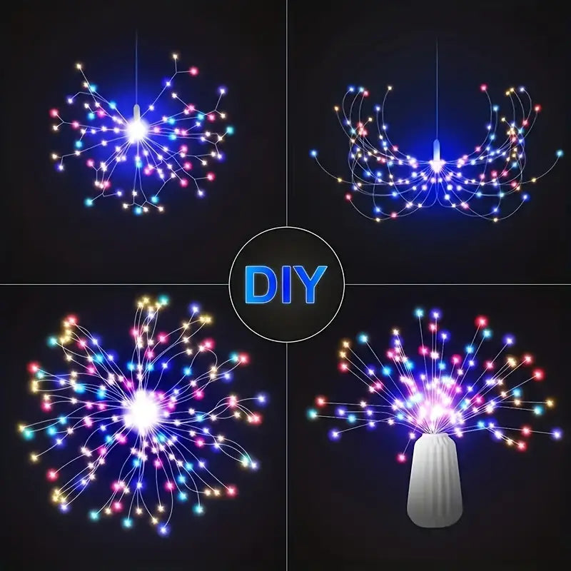 90-Licht-Solar-Feuerwerkslicht, Märchenstern-Feuerwerks-Kronleuchter ( Warmweiss )