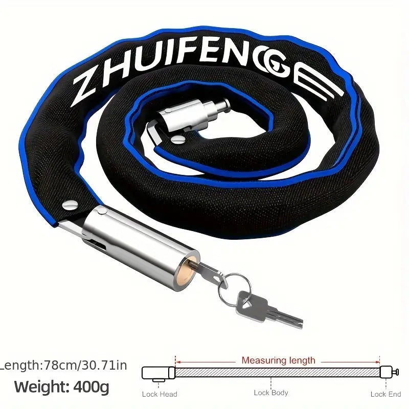 Hochsicherheits-Fahrradkettenschloss, Diebstahlschutz mit 2 Schlüsseln