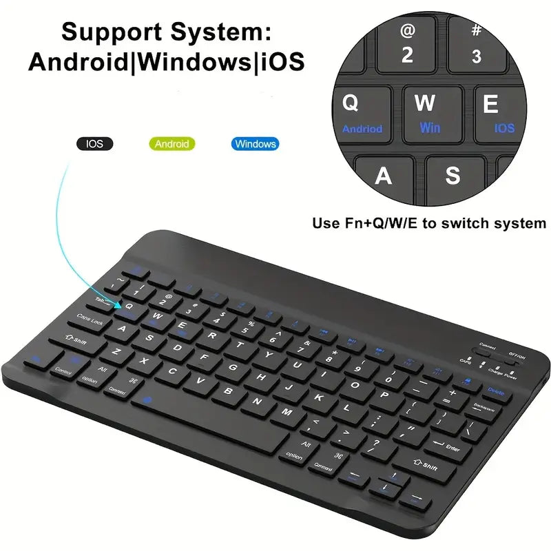 SlimKeys Mini 10-Zoll Kabellose Bluetooth Tastatur mit Akku 25.4cm