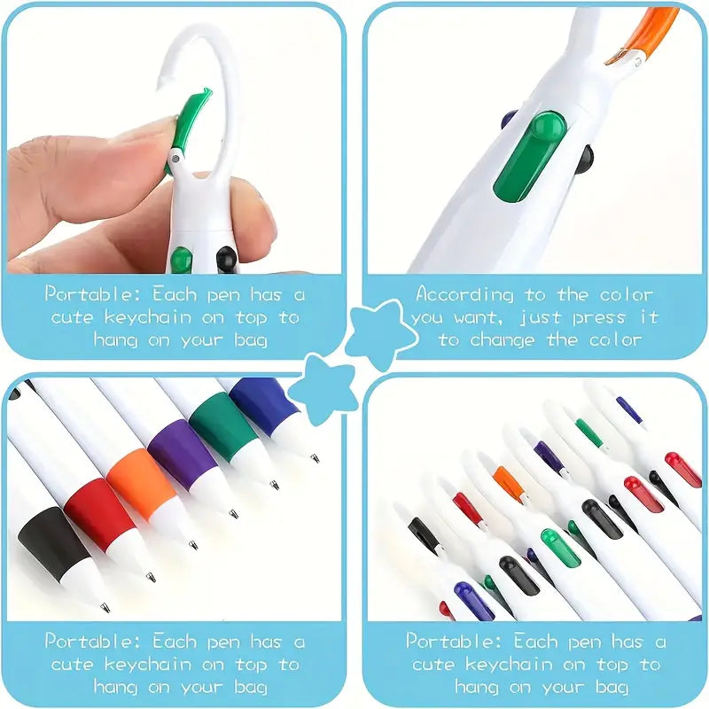 4 Farben Kugelschreiber mit Karabinerhaken
