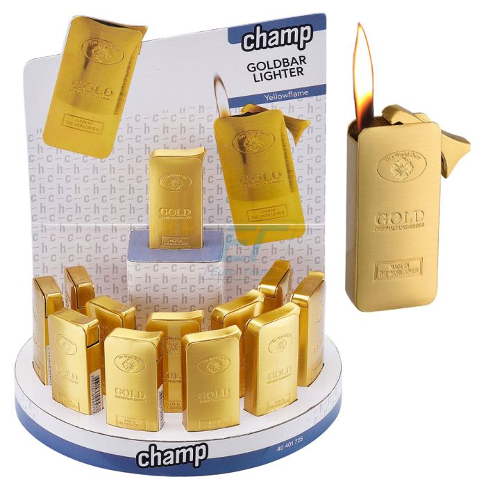 Champ Feuerzeug als Goldbarren Deko Champ Elektroniktrade Switzerland
