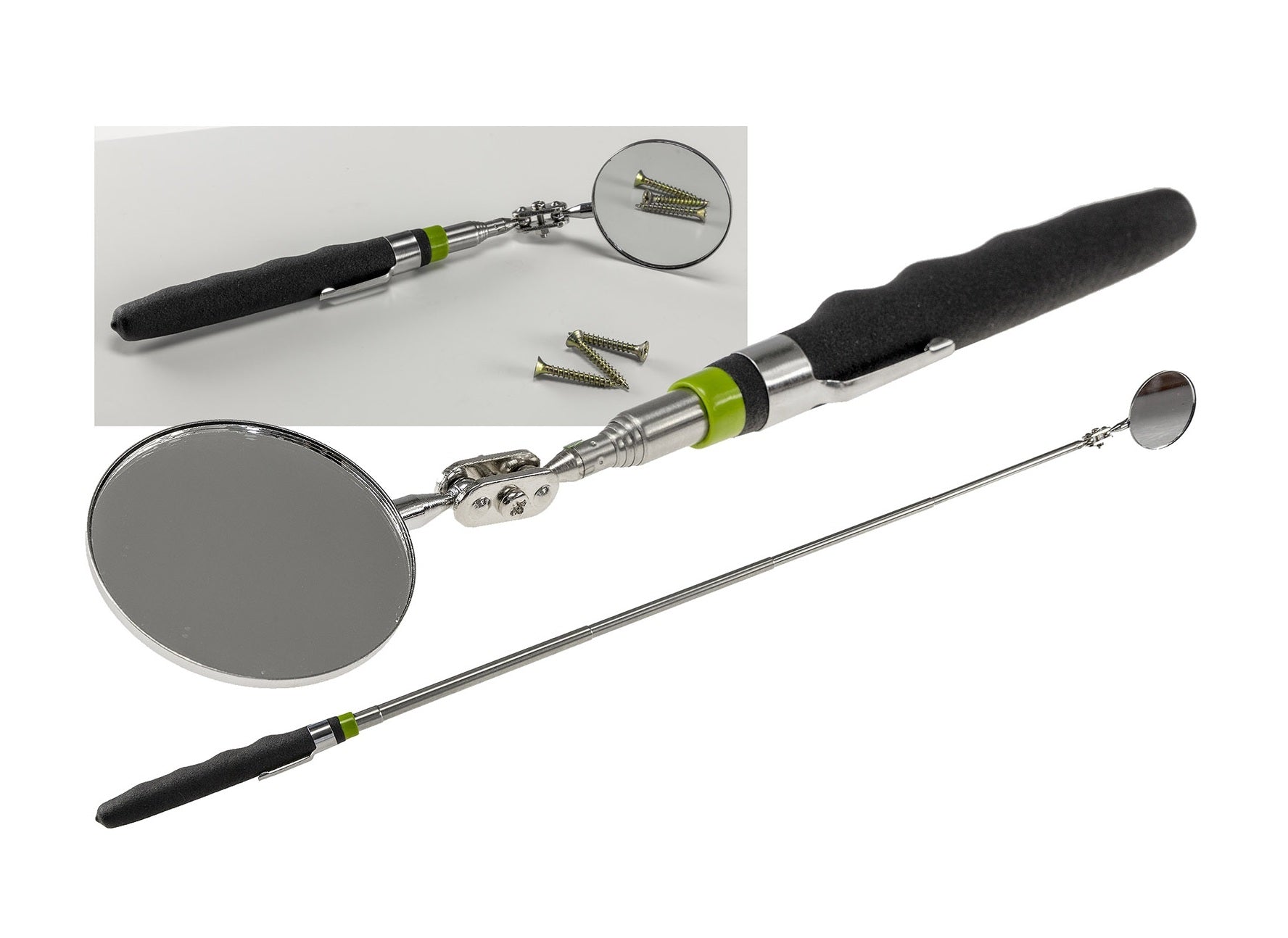 Chilitec Teleskop Werkzeug mit 50mm Spiegel Gesamtlänge 16-70cm, 2-fach Kugelgelenk Elektroniktrade Switzerland