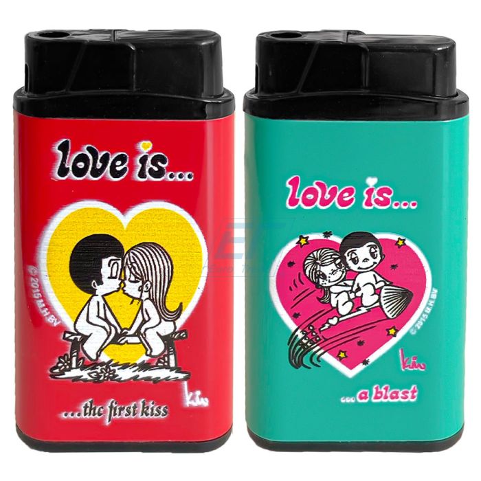 Curly & Smooth Feuerzeug " LOVE IS " V-Fire Metall Elektroniktrade Switzerland
