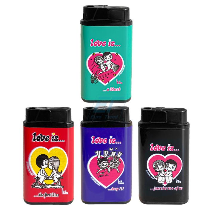 Curly & Smooth Feuerzeug " LOVE IS " V-Fire Metall Elektroniktrade Switzerland