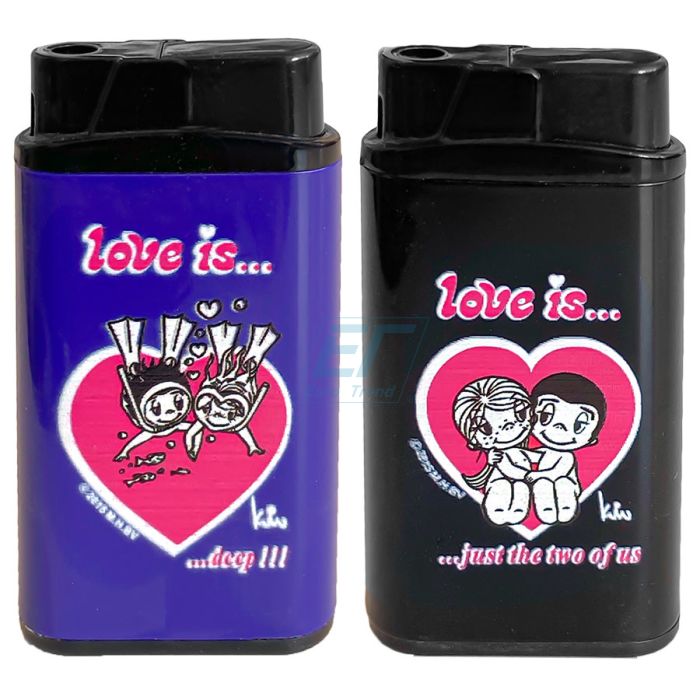 Curly & Smooth Feuerzeug " LOVE IS " V-Fire Metall Elektroniktrade Switzerland