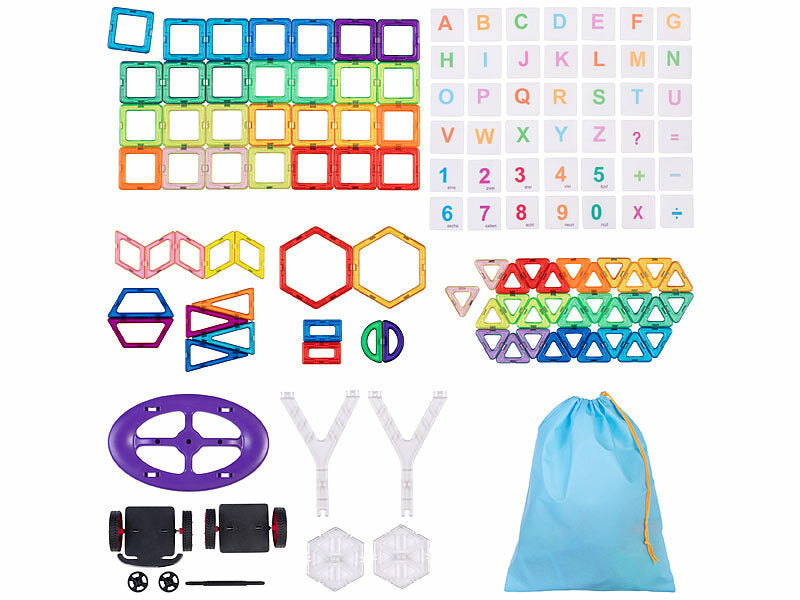 120 magnetische Bausteine, verschiedene Formen