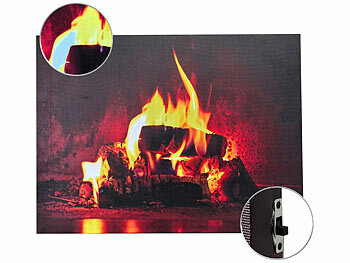 LED Bild Kaminfeuer: infactory Animiertes LED-Wandbild "Kaminfeuer", 40 x 30 cm