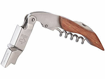 Rosenstein & Söhne Edelstahl-Kellnermesser und -Korkenzieher mit Rosenholz-Griff erhältlich auf eMall