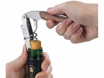 Rosenstein & Söhne Edelstahl-Kellnermesser und -Korkenzieher mit Rosenholz-Griff erhältlich auf eMall