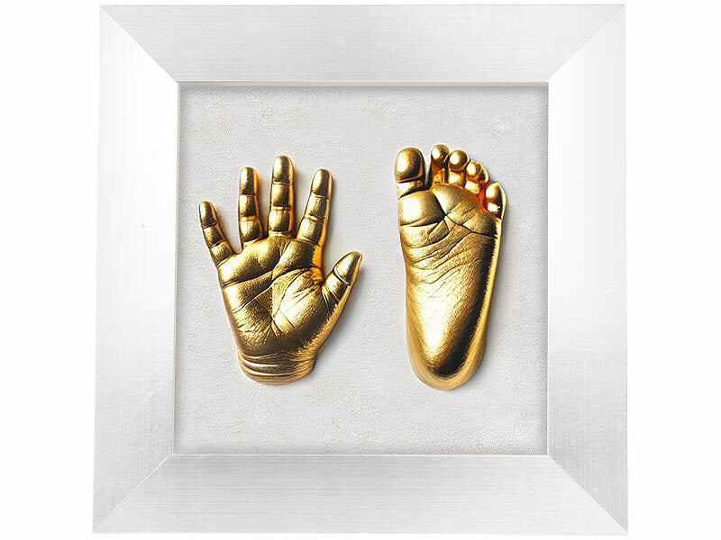 3D-Abform-Set für Baby-Hand- & Fußabdruck mit Holzrahmen, 24 x 24 cm