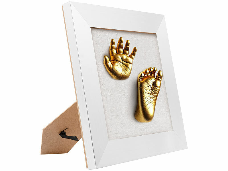3D-Abform-Set für Baby-Hand- & Fußabdruck mit Holzrahmen, 24 x 24 cm