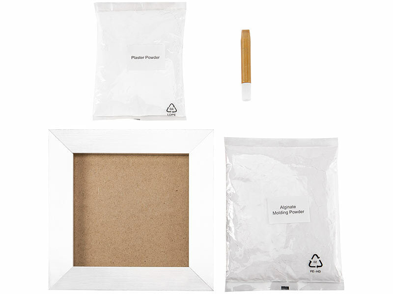 3D-Abform-Set für Baby-Hand- & Fußabdruck mit Holzrahmen, 24 x 24 cm