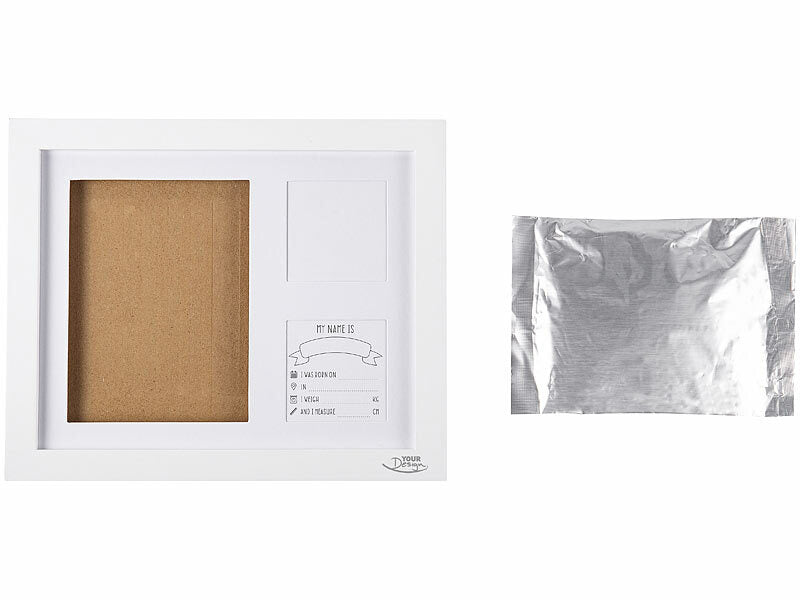 Gipsabdruck-Set für Baby-Hand-& Fußabdruck mit Holzrahmen, 28 x 23 cm