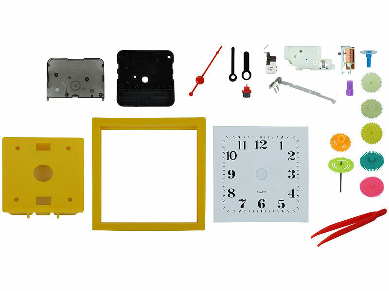 Tischuhr-Bausatz für Kinder, 22 Teile, batteriebetrieben