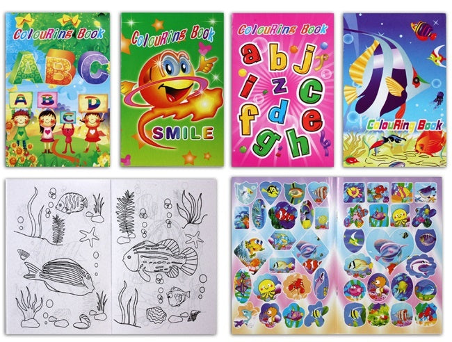 Malbuch mit Stickern 4-fach sortiert - ca 21x14cm