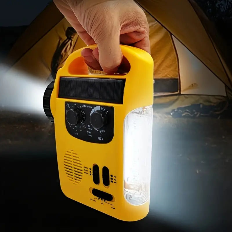 Solarbetriebenes Notfallradio mit Handkurbel, AM/FM/SW, LED-Taschenlampe