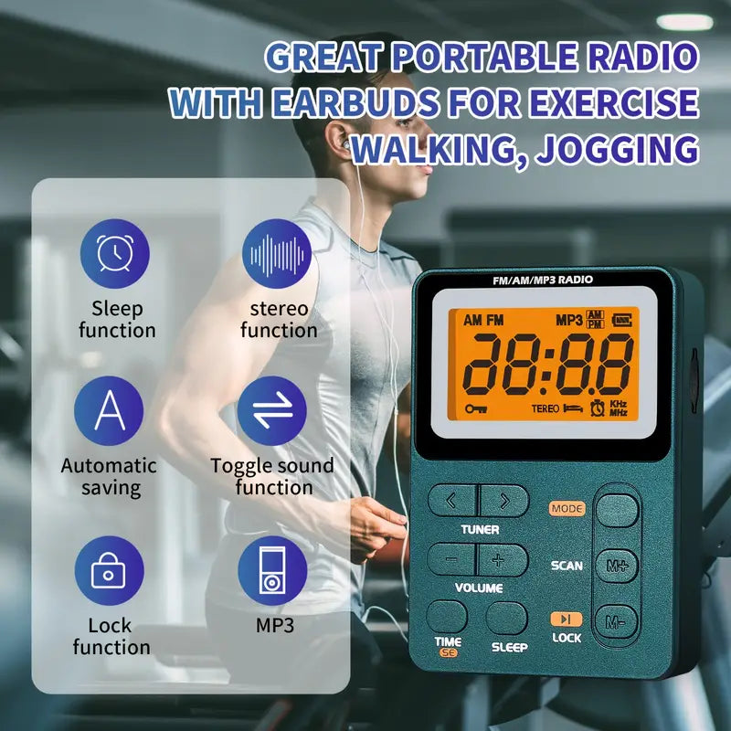 FM/AM/MP3- Multifunktions-Taschenradio mit Display Akku Betrieb/ USB-C Anschluss