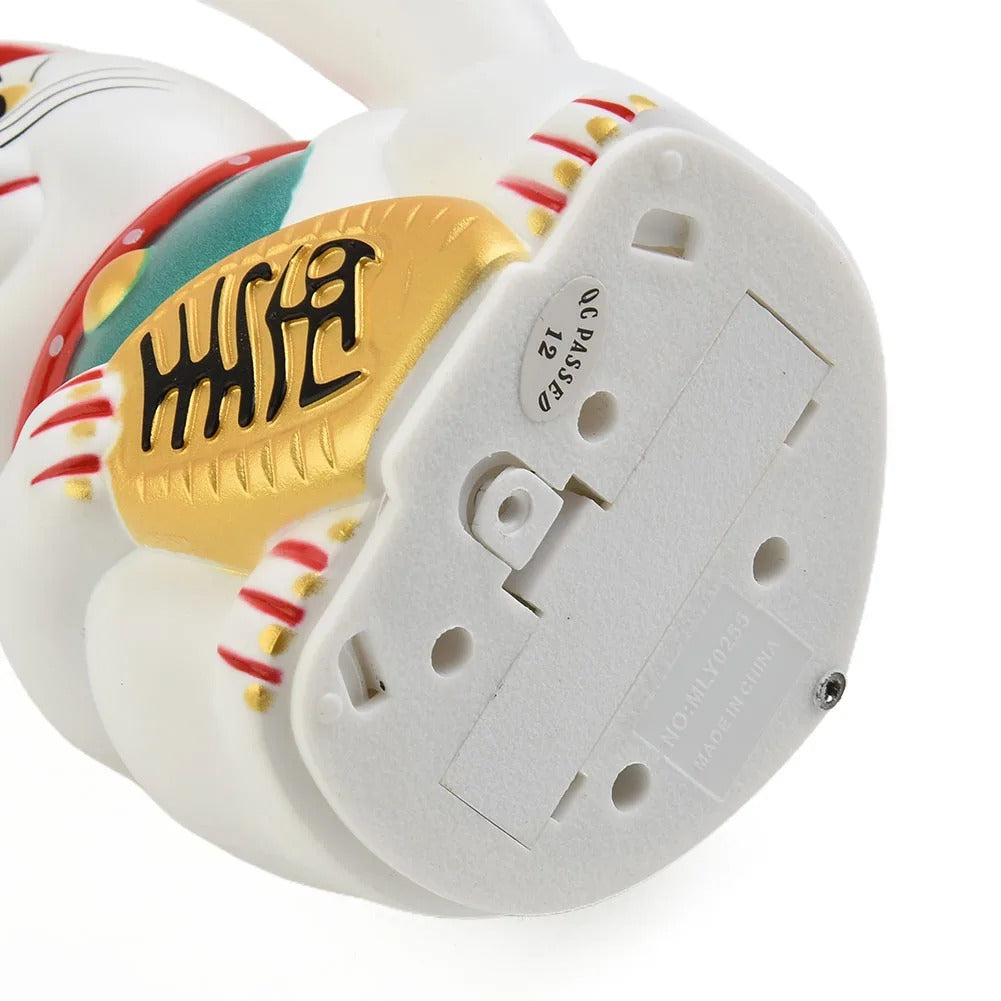 Winkekatze in Schwarz, Weiss, Gold Grösse 8.2x8.2x13,0cm