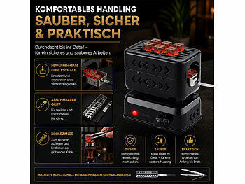 Duvence Duvence Shisha Kohlegrills: Profi-Shisha-Kohleanzünder für bis zu 28 Briketts, stufenlos, 1.200 W elektroniktrade Switzerland