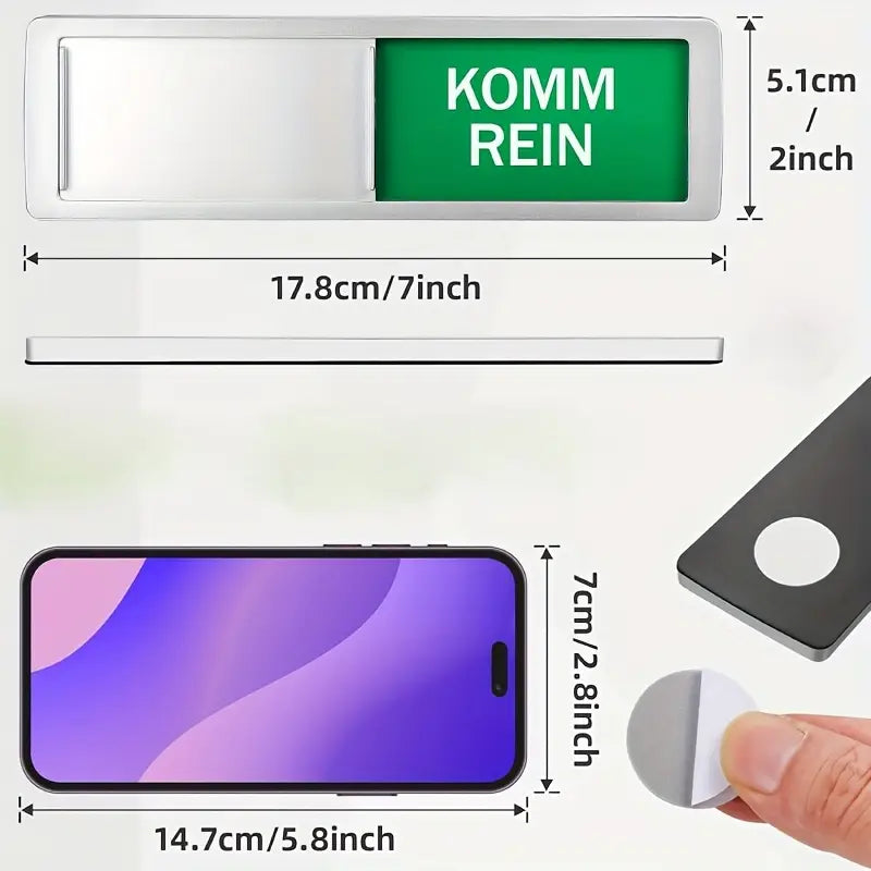 Bitte nicht Stören/ Komm Rein mit schieber - Deutsches Türschild Silber