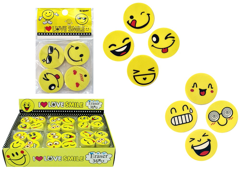 Radiergummi Lachgesicht - je ca. 25mm 4er Set