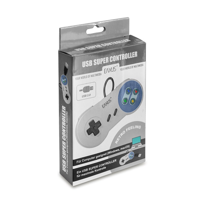 Eaxus USB Gaming Controller im SNES Super Nintendo Design 1,40 m Kabel Elektroniktrade Switzerland