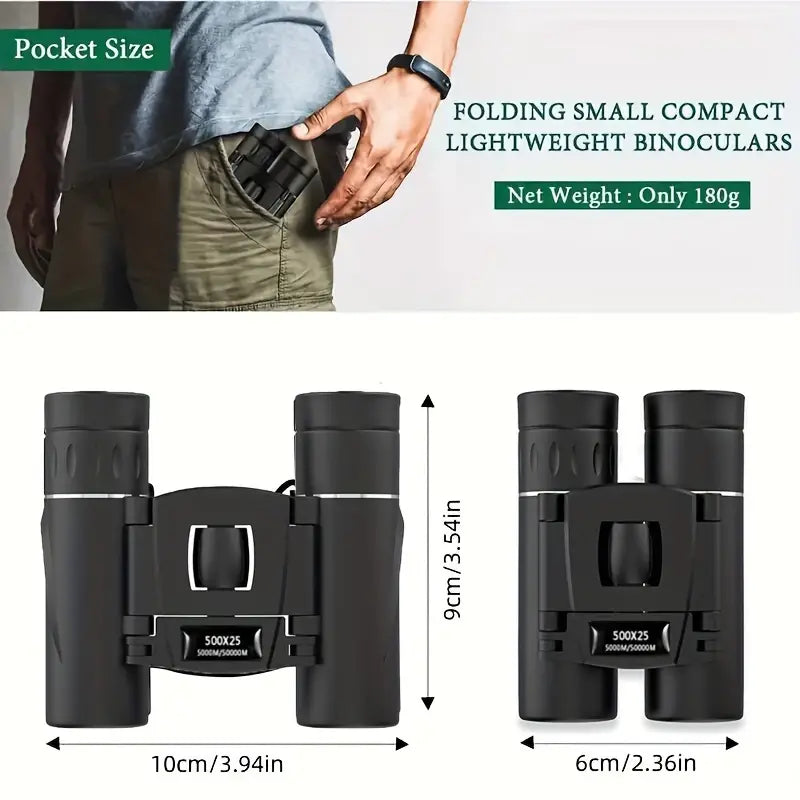 500x25 Kompaktfernglas, Volles Optisches BAK4-Glas mit Tasche Und Aufhängeseil