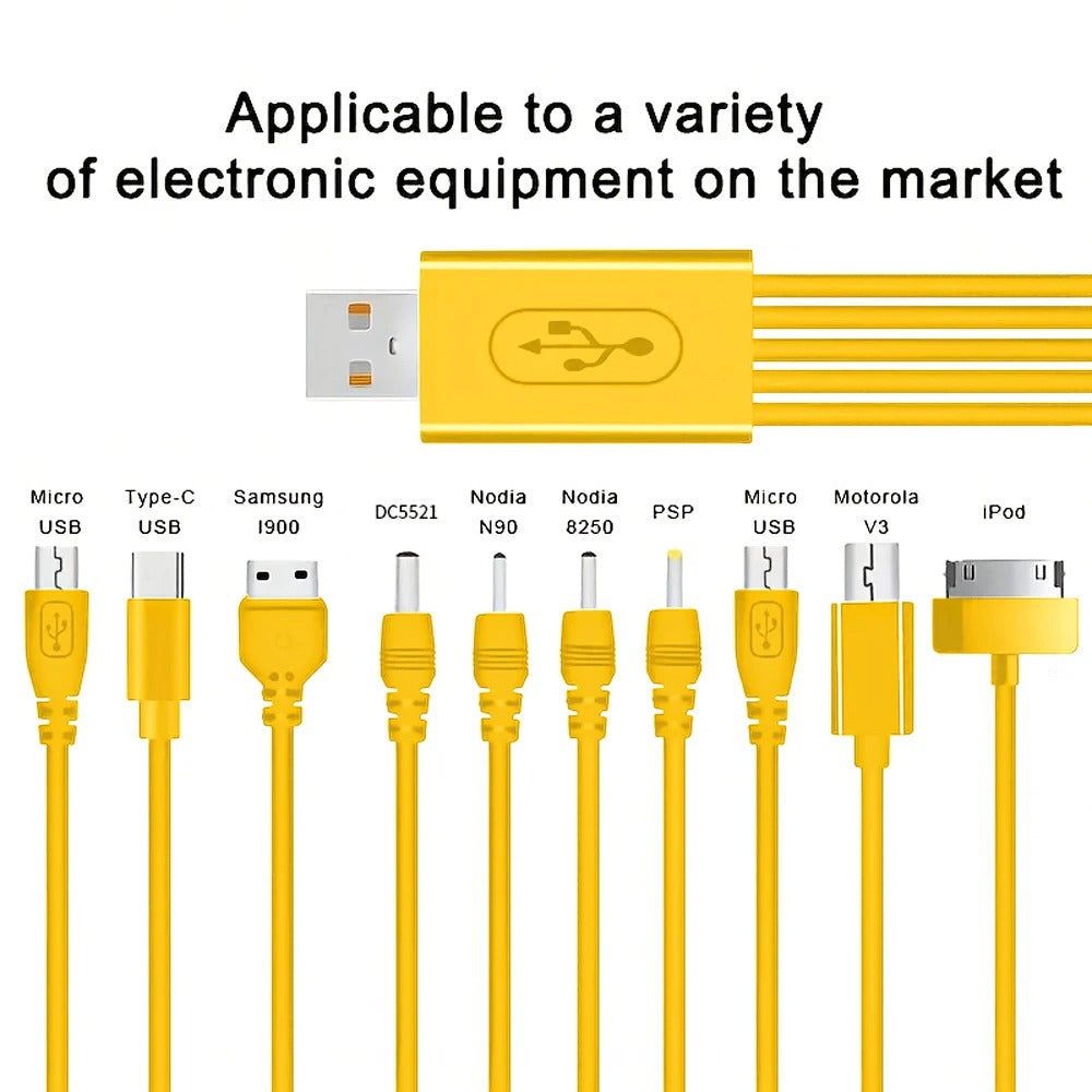 Elektroniktrade 10in1 Ladekabel für Smartphones & weitere Geräte (Gelb) elektroniktrade Switzerland
