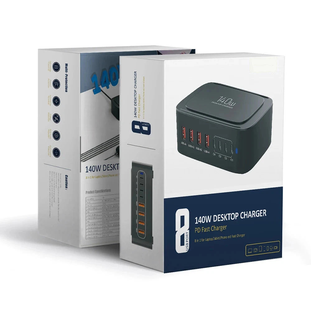 Elektroniktrade 140Watt 8-Port Multi-PD-USB Desktop Schnell Ladestation i70 Elektroniktrade Switzerland