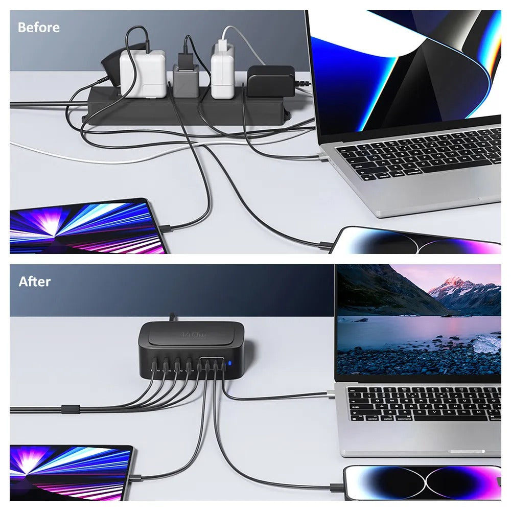 Elektroniktrade 140Watt 8-Port Multi-PD-USB Desktop Schnell Ladestation i70 Elektroniktrade Switzerland