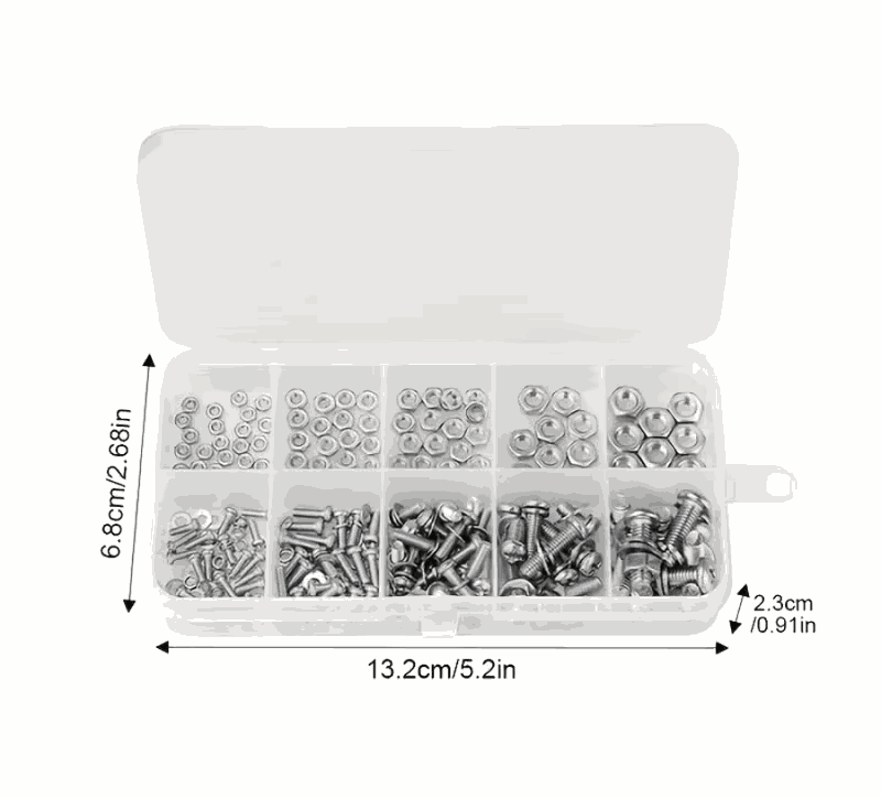 Elektroniktrade 320-teiliges Sechskant-Muttern- und Schraubenset - M2, M2,5, M3, M4, M5 Elektroniktrade Switzerland