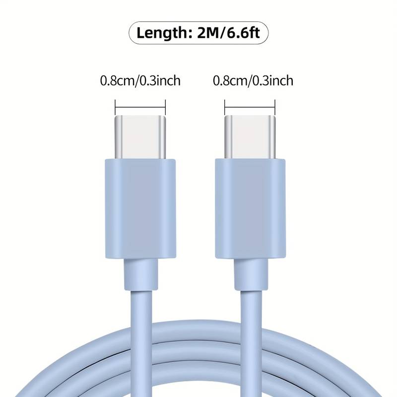 Elektroniktrade 60W USB-C-zu-USB-C-Kabel Macaron Blau Schnellladekabel 2m Elektroniktrade Switzerland