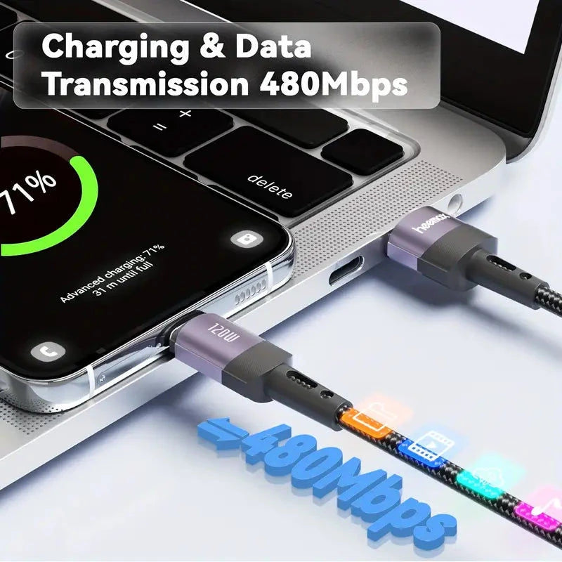 Elektroniktrade 7A 120W Max Super-Schnellladung USB-A zu Typ C Kabel 30cm Elektroniktrade Switzerland