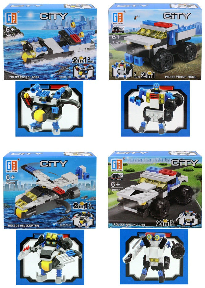 Elektroniktrade Bausteine 2 in 1 Polizei, Roboter - in Box ca 14x11,5x4cm Elektroniktrade Switzerland